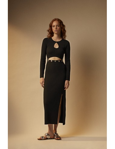 Long knit dress with cutouts 2024